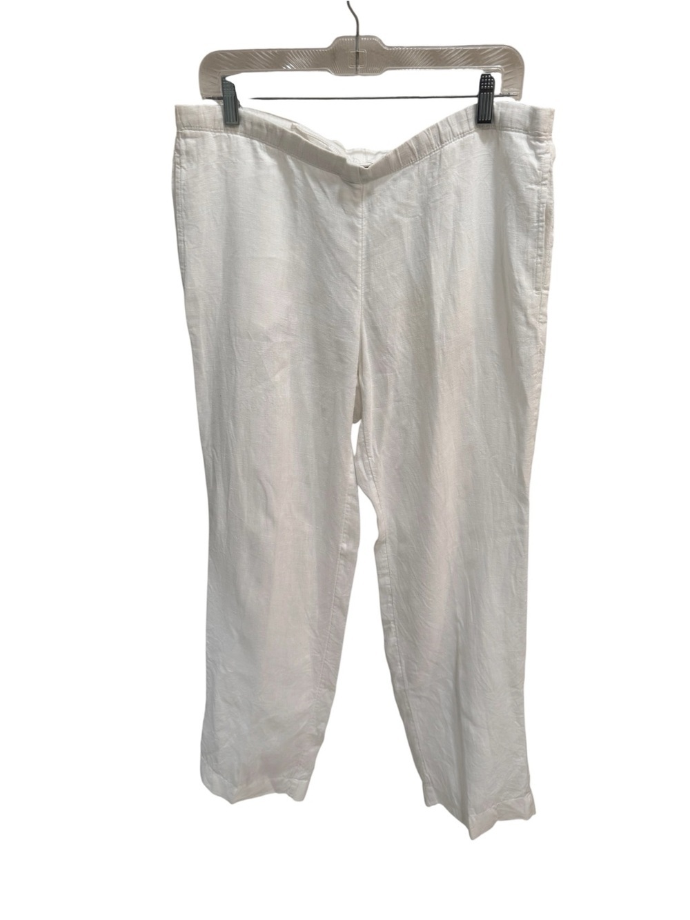 J.Jill Pull-on Pants 100% Linen White Pocket Lagenlook Drawstring Small Coastal